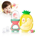 Baby Fruit Food Feeder - Silicone Nibble Tray Combo - Breastmilk Popsicle Mold for Cooling Relief, BPA Free Mesh Feeder for Infant Self Feeding (Robot Pink + Pineapple) by TinyTreasures Baby Boutique