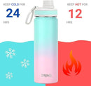 DRINCO Stainless Steel Water Bottle Spout Lid Vacuum Insulated Double Wall Water Bottle Wide Mouth (40oz 32oz 22oz 18oz 14oz) Leak Proof Keeps Cold or Hot (22 oz, 22oz Macaron) by CozyNest Decor