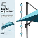 PURPLE LEAF 9' X 11.5' Patio Umbrella with Base Outdoor Cantilever Rectangle Umbrella Offset Umbrella with 360-degree Rotation for Garden Deck Pool Patio, Turquoise Blue by GreenHaven Gardens