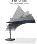 PURPLE LEAF 9.8' X 9.8' Tilting Patio Umbrella with Base Outdoor Cantilever Swivel Square Umbrella with Tilt Aluminum Offset Umbrella with 360-degree Rotation for Garden Deck Pool Patio Light Grey by GreenHaven Gardens