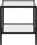 Henn&Hart 20" Wide Square Side Table with Glass Shelf in Blackened Bronze, Table for Living Room, Bedroom by CozyNest Decor