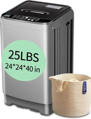 25 lbs Full Automatic Washing Machine with LED Display Compact Washing Machine with Drain Dump, 10 Wash Programs and 8 Water Levels Ideal for Dorms, Apartments, RV, Grey by CozyNest Decor