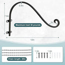 Plant Hangers Outdoor, 4 Pack 12 Inch Plant Hooks with 12 Chains for Wall Metal Plants Hanging Bracket for Bird Feeder, Flower Baskets, Wind Chimes, Lanterns, Indoor Outdoor, Black by GreenHaven Gardens