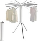 Foldable Tripod Clothes Drying Rack, Collapsible Laundry Drying Rack, Portable Octopus Laundry Stand with 16 Extendable Aluminum Rods White & Silver Space Saving Holder for Indoor Outdoor by TinyTreasures Baby Boutique