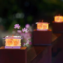Dynaming 4 Pack Solar Flame Post Lights Outdoor, Solar Powered Fence Post White Shell Cap Light, High Brightness Flickering Flame LED Lighting for Garden Deck Patio, Fit 4x4 5x5 6x6 Vinyl/Wooden Posts by GreenHaven Gardens