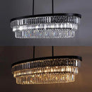 TOCHIC Chandelier 40 inch, Farmhouse Black Crystal Chandelier, Kitchen Island Lighting, Dining Room Light Fixture for High Ceiling, Modern Linear Oval Chandeliers for Living Room, Office Area, Bar by CozyNest Decor