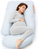 Momcozy Pregnancy Pillows for Sleeping, U Shaped Full Body Pillow 57 Inch for Pregnant Women with Back, Hip, Leg, Belly Support, Washable Jersey Cotton Cover Included, Light Blue by TinyTreasures Baby Boutique