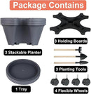 Vertical Planter 3 Tier Stackable Planters Garden Planters Strawberry Herb Flower and Vegetable Planter Indoor Outdoor Gardening Pots with Removable Wheels and Tools by GreenHaven Gardens