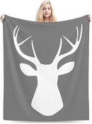 HGOD DESIGNS Deer Flannel Fleece Bed Blanket 40 x 50 inch Woodland Deer Head Throw Blanket Lightweight Cozy Plush Blanket for Bedroom Living Rooms Sofa Couch by CozyNest Decor