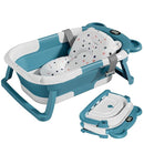 TPN Collapsible Baby Bathtub for Infants to Toddler with Real-time Temp Monitor+Floating Cushion,Foldable Baby Bath Tub Set Applicable 0-36 Month,Perfect Portable Travel Baby Tub for Newborns Boy by TinyTreasures Baby Boutique