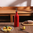 Sweejar Large Ceramic Olive Oil Dispenser Bottle, 24 Oz Relief Opaque Oil Cruet Protects Oil To Reduce Oxidation, Storage Vinegar, Soy Sauce, Coffee Syrup, Liquids, Set of 1 (Red) by CozyNest Decor