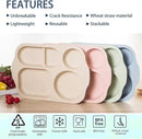 12 Inch Divided Plates4 PCS - Reusable Unbreakable Wheat Straw Plates, Dinnerware Lunch Tray Plates Tableware for Kitchen, Picky Eaters, Campers and Portion Control (Blush) by CozyNest Decor