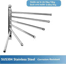 Towel Rack Wall Mounted JSVER Bathroom Towel Rack, Space Saving Towel Holder, Swivel SUS304 Stainless Steel Towel Bar, 180° Rotation 6 Arms Towel Racks for Bathroom by CozyNest Decor