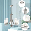 BONLICHT 5 Lights Traditional Chandelier Brushed Nickel Kitchen Island Dining Room Lighting Fixtures Hanging Seeded Glass Pendant Light Modern Flush Mount Ceiling Light for Living Room Bedroom Foyer by CozyNest Decor