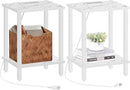 TUTOTAK End Table with Charging Station, Set of 2, Small Side Table, Nightstand Bedside Table, 2-Tier Storage Shelf for Small Space, Living Room, Bedroom, Marble White TB01BMW041 by CozyNest Decor
