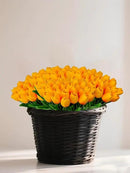 15 Heads Artificial Flowers PU Real Touch Tulip Bouquets Orange Tulips Faux Tulips Latex Fake Flower Bouquet for Spring Wedding Home Décor Centerpiece Arrangements by CozyNest Decor