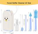 Portable Baby Bottle Brush Set - 7 in 1 Baby Bottle Cleaner Kit, Baby Travel Essential Bottle Washing Kit with Silicone Bottle Brush, Nipple Brush, Straw Brush, Drying Rack for Home and Travel (Blue) by TinyTreasures Baby Boutique