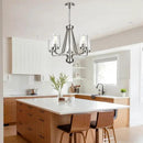 5-Lights Modern Pendant Light Fixtures, Wagon Wheel Dining Room Chandelier in Brushed Nickel, Hanging Ceiling Home Lighting for Foyer Kitchen Bedroom by CozyNest Decor