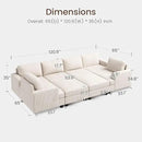 Nolany Modular Sectional Couch with Storage Ottoman, Corduroy Sleeper Sofa with Chaise, Sectional Couches for Living Room, Beige by CozyNest Decor