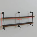 Industrial Pipe Wall Shelves Pipe Shelving with Real Wood Plank ,60 Inches Floating Shelves for Wall Farmhouse Pipe Book Shelves Dark Brown 2 Tier for Kitchen,Living Room Decor and Bar Shelving by CozyNest Decor
