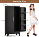 51" Metal Kitchen Pantry Cabinet, Storage Cabinets with 2 Door and 3 Adjustable Shelves, Black Freestanding Food Storage Cabinet, Steel Cupboard for Kitchen Dinning Room by CozyNest Decor