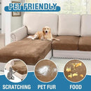H.VERSAILTEX Velvet Stretch Sectional Couch Cover - 4 Pieces for L Shape Sofa With Separate Seat Cushion Covers - Fits Both Left/Right Sectional (Large 3 Seater + 1 Chaise, Camel) by CozyNest Decor