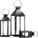 MATICO Stainless Decorative Pinnacle Candle Lantern Set of 3, Hanging Decor Hurricane Lantern Candle Holder for Festival Ceremony Home Decor, Both Indoor & Outdoor Use, Black by CozyNest Decor