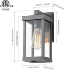 mirrea 11" Classic Outdoor Wall Sconce 1 Light in Matte Gray Rectangular Metal Frame and Clear Glass Shade Waterproof Porch Light Patio Light Pack of 2 by CozyNest Decor