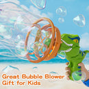 Dinosaur Bubble Blower Bubble Machine Gun for Kids and Toddlers Fun Big Bubble Wand Outdoor Toys for 3 4 5 6 7 8 Years Old Boys and Girls(Green) by TinyTreasures Baby Boutique