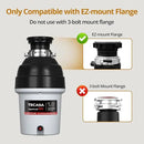 1 HP Garbage Disposal with Sound Reduction, TECASA Food Waste Disposer for Kitchen Sink, Septic Safe Garbage Disposal, Power Cord Included, Grey and Black - HyperCrush 100 by CozyNest Decor