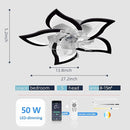 Low Profile Ceiling Fans with Lights,27.2” Black Modern Dimmable Flower Shape Ceiling Light Fan with Remote Control/app Control,Timing 6 Gear Speeds Fan Ceiling Lamp. by TinyTreasures Baby Boutique