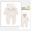 Baby Fleece Jumpsuits Infant Bear Ear Snowsuit Newborn Hooded Romper Warm Coat by TinyTreasures Baby Boutique