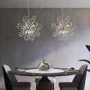 Modern Small Chandeliers, Sputnik Sunflower Crystal Beaded Hanging Lamps, Round Chrome Dandelion Pendant Light for Kitchen Island Bathroom Bedroom Entryway (Chrome 8Lights) by CozyNest Decor