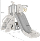XJD 5 in 1 Toddler Slide, Kids Slide for Toddlers Age 1-3, Outdoor Indoor Playset for Toddlers with Basketball Hoop and Ball, Storage Space and Non-Slip Steps Telescope (Gley) by TinyTreasures Baby Boutique