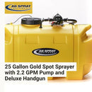 25-Gallon Gold Spot Sprayer – 12V Pump, Deluxe Handgun, 2.2 GPM, 100 PSI, Heavy-Duty Tank, Adjustable Spray Pattern & 15 Ft Hose by GreenHaven Gardens