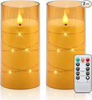 Aignis Flickering Flameless Candles Battery Operated Candles LED Candles with Remote Timer for Home/Wedding/Birthday/Holiday Decor ，Brown 3D Flame Set of 2 (D3 xH6 6") by CozyNest Decor