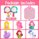 No Hole Bath Toys for Kids Ages 1-3, 8 Pcs Girl Bath Toys with Storage and Net, Sealed & Squeezable & Float on Water by TinyTreasures Baby Boutique