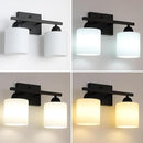 Milk Glass Vanity Lights for Bathroom, 2 Light Matte Black Bathroom Light Fixtures Over Mirror, Ceramic E26 Sockets Wall Mounted by CozyNest Decor