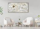 arteWOODS Cream White Flowers Framed Wall Art - Soft Peony Pictures for Wall Decor Elegant Blossom Flower Painting Artwork Botanical Prints for Living Room Home Office Wall Decoration 29" x 58" by CozyNest Decor