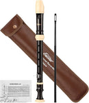 Eastar Soprano Recorder for Beginners Kids, Baroque style C Key Recorder Instrument ABS Classic 3 Piece with Cleaning Kit, Thumb Rest, Leather Bag, Fingering Chart, Brown, ERS-21BB by TinyTreasures Baby Boutique