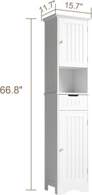 ChooChoo 67" Tall Bathroom Storage Cabinet Freestanding with Adjustable Shelves, Narrow Storage Linen Cabinet with 2 Doors and 1 Drawers for Bathroom, Living Room, Kitchen, White by CozyNest Decor