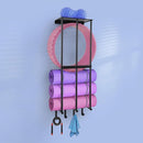 Yoga Mat Holder Yoga Mat Holder Wall Mount Home Gym Accessories Organizer,Towel Storage Rack with 4 Hooks for Hanging Foam Roller and Resistance Bands Gym Organization for Home Gym by TinyTreasures Baby Boutique