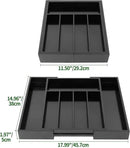 VaeFae Bamboo Drawer Organizer, Expandable Silverware Drawer Organizer, Cutlery Tray with Dividers for Kitchen Utensils (Black, Medium) by CozyNest Decor