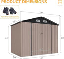 Aoxun 7x5 FT Outdoor Storage Shed with Floor Garden Metal Shed with Lockable Door Outdoor Large Shed for Tool, Garbage Can, Bike, Mower, Brown by GreenHaven Gardens