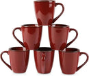 vicrays Coffee Mug Set, 12 Ounce, Set of 6, Ceramic Mug for Men, Women, Unique Glazed Mugs with Handle for Coffee, Tea, Milk, Cocoa, Cereal(Cherry Red) by CozyNest Decor