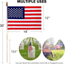 Pack of 50 American Flags with wood Stick, 12x18 Inch US Flags/American Hand Held Stick Flags with Kid-Safe Spear Top, Perfect for Patriotic Decorations, Parades, Veteran Party by GreenHaven Gardens