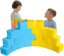 Foam Pit Cubes, 24 PCS 5 Inches Gymnastics Foam Blocks Trampoline Blocks, Multi-Sport Protective Padding for Freerunning, Trampoline, Parkour, Skate Parks & BMX - Blue & Yellow by TinyTreasures Baby Boutique