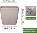 Dexceder 13x12 Self Watering Planter with Wheels Indoor Outdoor, Inner Mat Design, Thickened Large Floor Standing Flower Plant Pot with Water Level Indicator (Taupe Matte) by GreenHaven Gardens