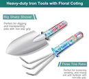 Garden Tool Set, Stainless Steel Heavy Duty Gardening Tools 30 PCS w/Floral Print, Trowel Rake Weeder Pruner Shears Sprayer Digging Claw Gloves, Ideal Gardening Set for Women by GreenHaven Gardens