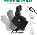 VIVIJASON Power Lift Chair Electric Recliner for Elderly Heated Vibration Massage Faux Leather Recliner Chair with 2 Remote Controls, Cup Holders, Side Pockets & USB Ports for Living Room (Black) by CozyNest Decor